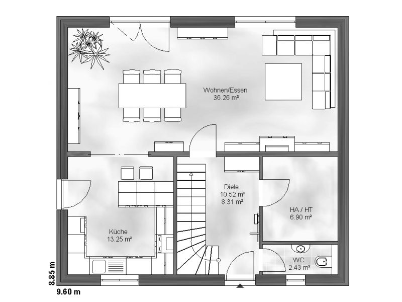 Grundriss von einem Doppelhaus