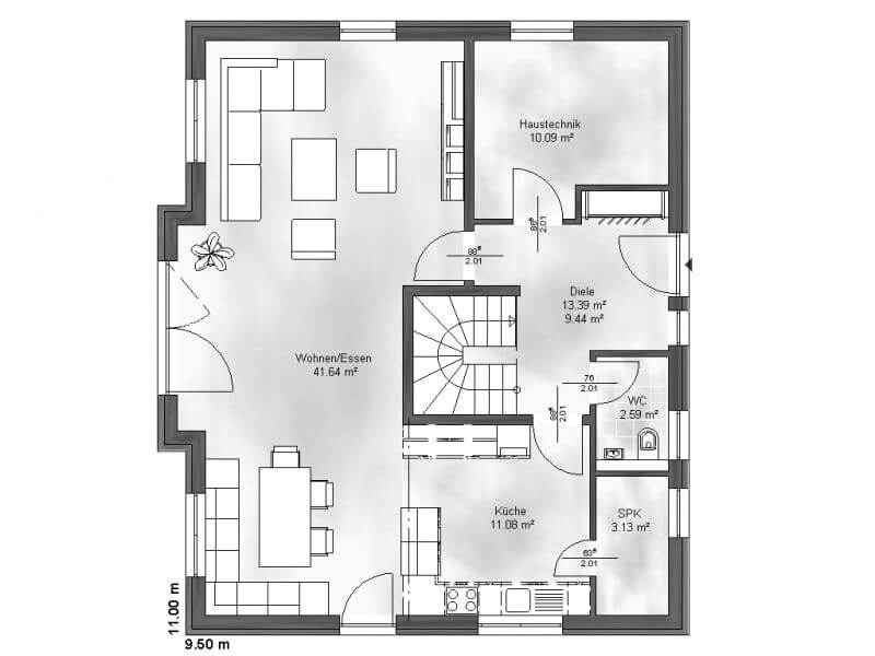 Grundriss von einem Einfamilienhaus